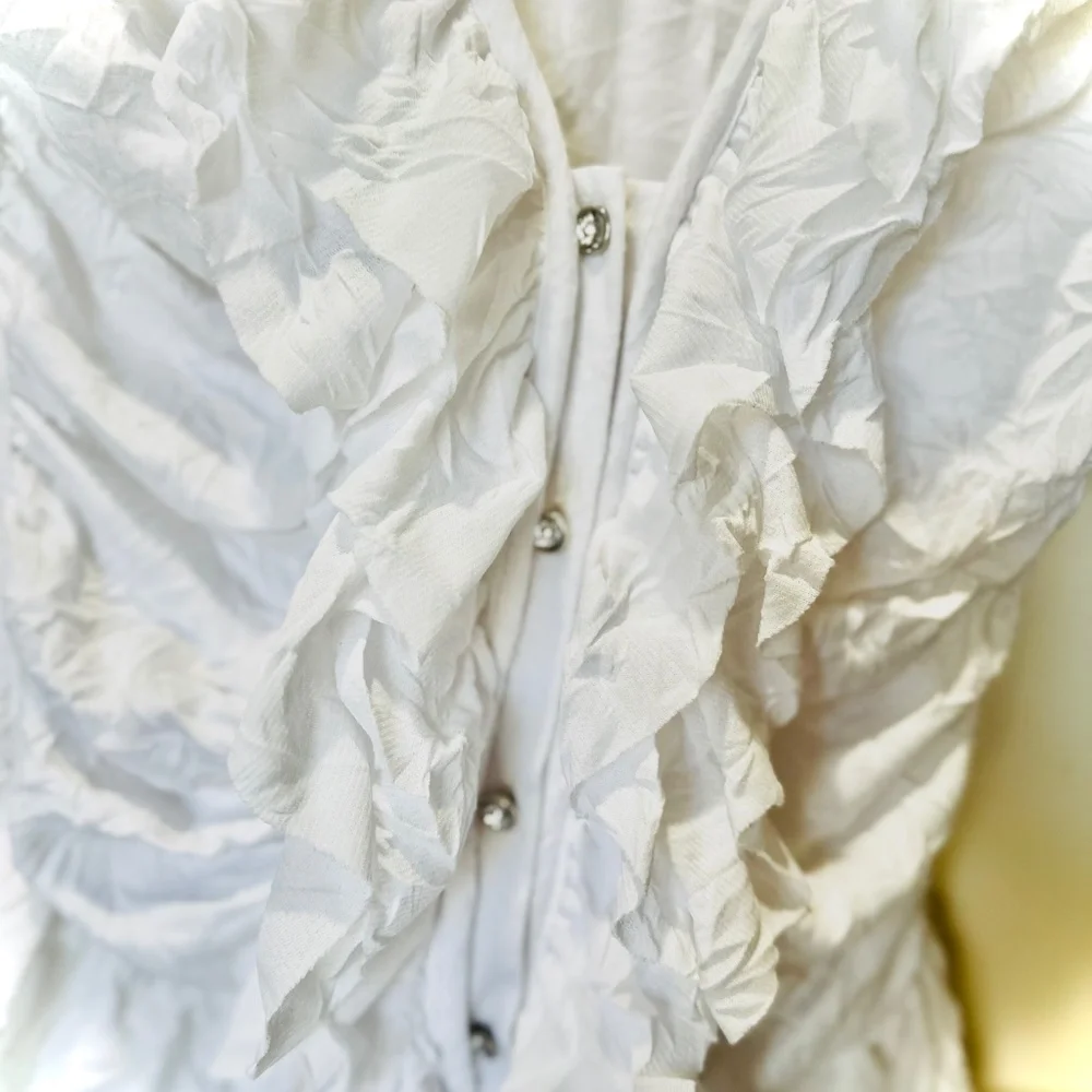 Women’s Ruffle Rhinestone Shirt - Picture 2 of 4
